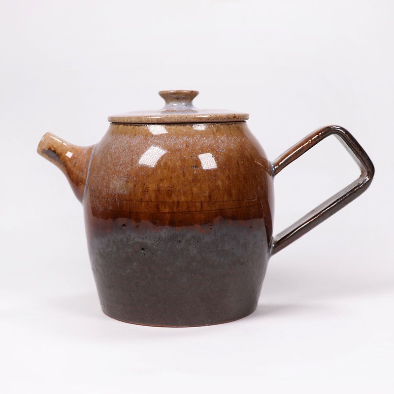 Mingyao Kiln Double Hanging White Pot Sauce Glazed Square Hand Pot - ถ้วย - ดินเผา สีนำ้ตาล