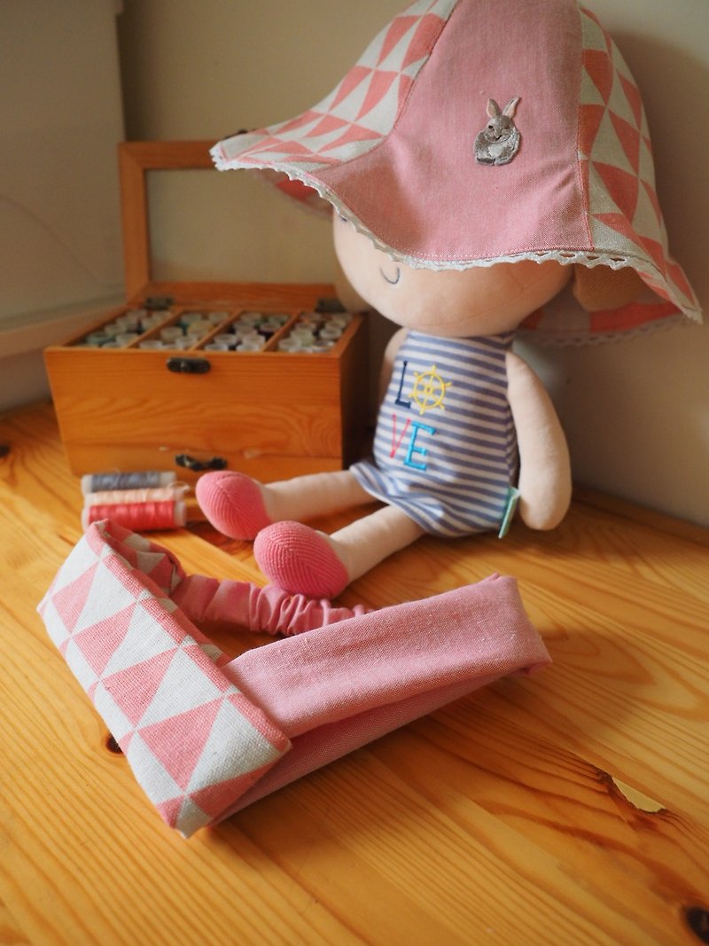 Handmade reversible pink rabbit and headband gift set - Baby Gift Sets - Cotton & Hemp Pink