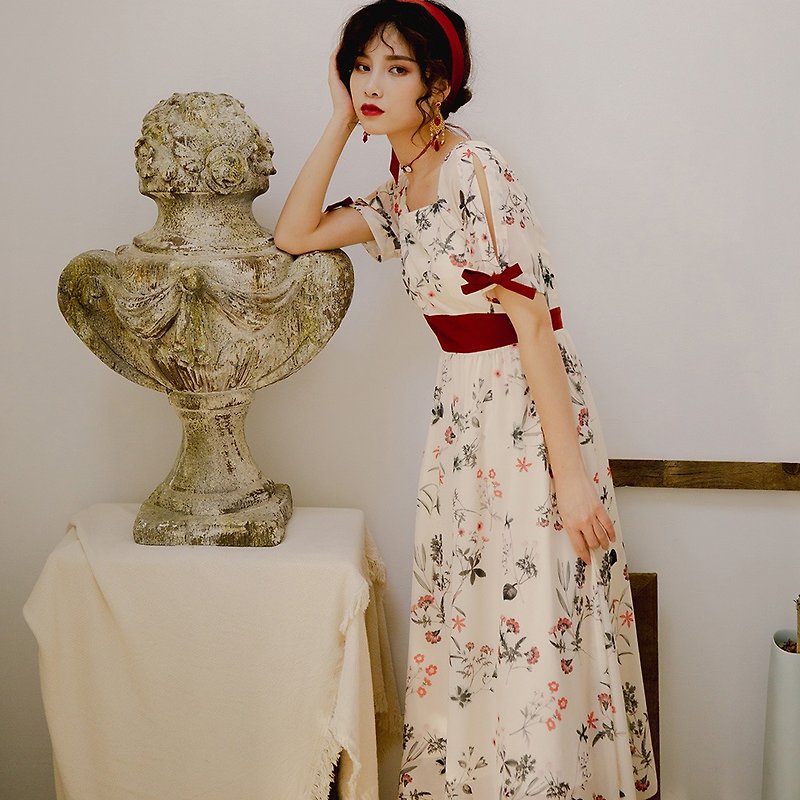 [thin section] 2019 women's summer wear waist contrast print dress YFX9410 - One Piece Dresses - Other Materials 