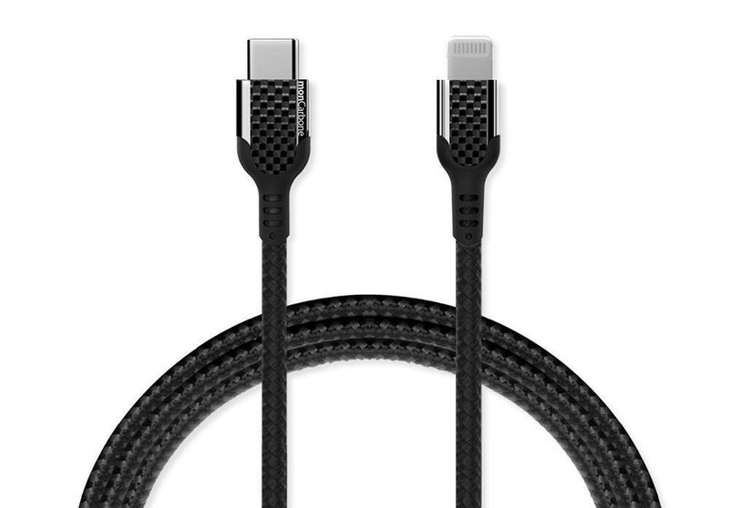 碳纖維 MFi USB-C to Lightning 快速充電傳輸線 - 行動電源/充電線 - 碳纖維 黑色