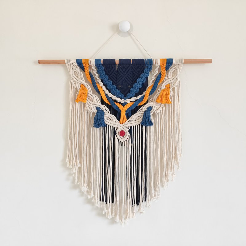 凪のお暇 靈感掛飾 大型編織掛飾 60cm 北歐風 Macrame 露營 - 擺飾/家飾品 - 棉．麻 藍色