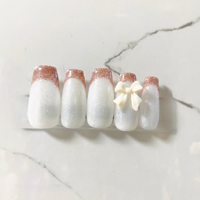 [Nail tip] French ribbon nail - Nail Polish & Acrylic Nails - Resin White