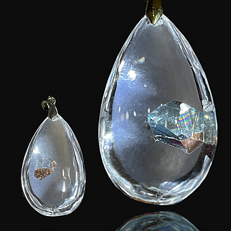 OLINA DESIGN精品頂級超七草莓晶超七紫紅髮六角星藍針金字塔吊墜 - 項鍊 - 水晶 多色