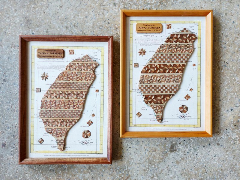 Tile Pattern Taiwan Map-Domestic Wood Sending Woodwork - กรอบรูป - ไม้ 