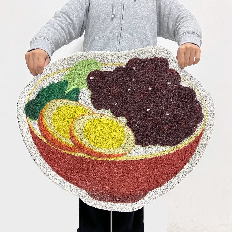 廚房防水防油腳踏墊 鹵肉飯圖案的玄關地墊 絲圈地墊 - 地墊/地毯 - 環保材質 咖啡色