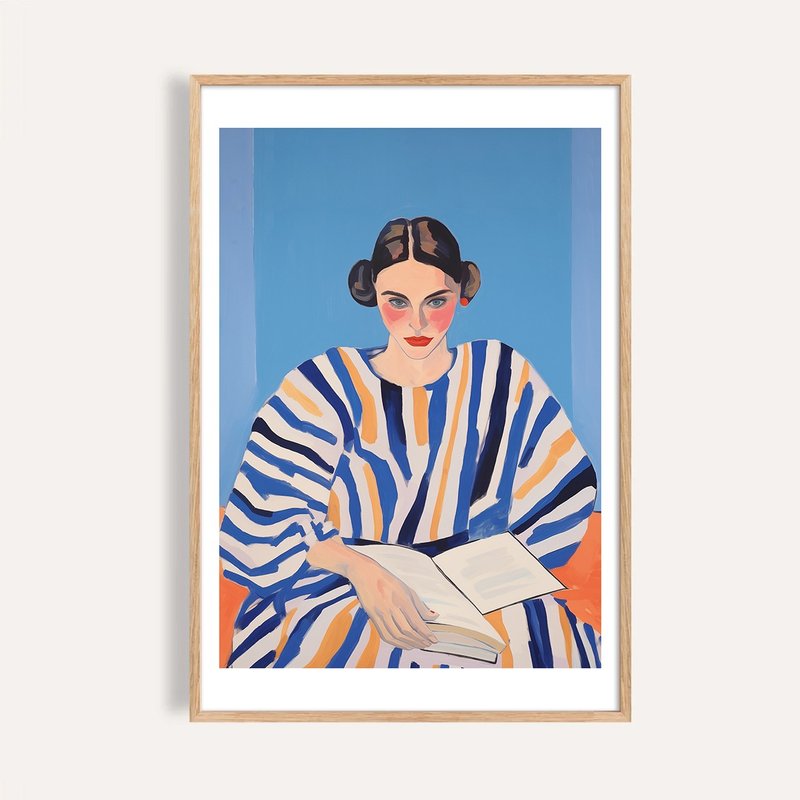 條紋讀者 Stripe Reader / 當代人物時尚插畫 - 海報/掛畫/掛布 - 紙 