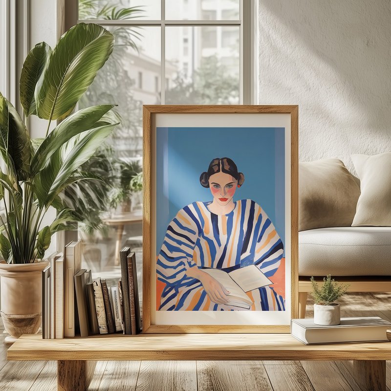 條紋讀者 Stripe Reader / 當代人物時尚插畫 海報 掛畫 - 海報/掛畫 - 紙 