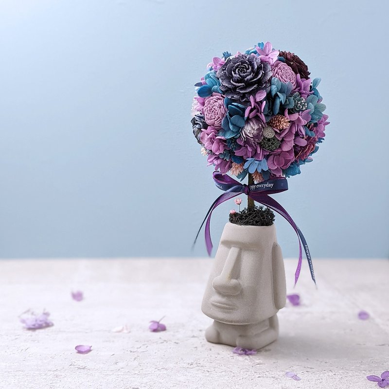 [Spot] Never Withering Eternal Flower Moai Moai Flower Tree-Mysterious Blue Purple Birthday Gift Graduation Gift - Dried Flowers & Bouquets - Plants & Flowers Blue