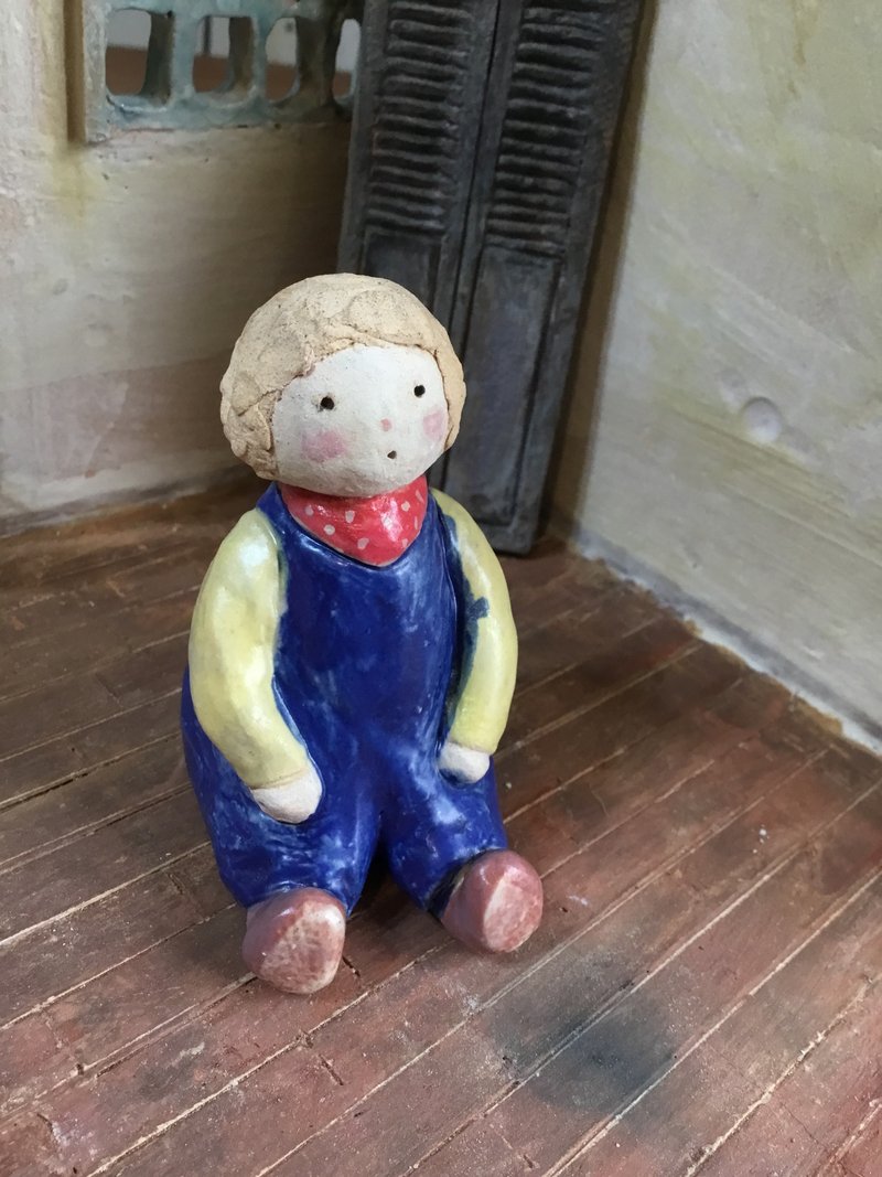 Pottery/little boy - Stuffed Dolls & Figurines - Pottery Blue