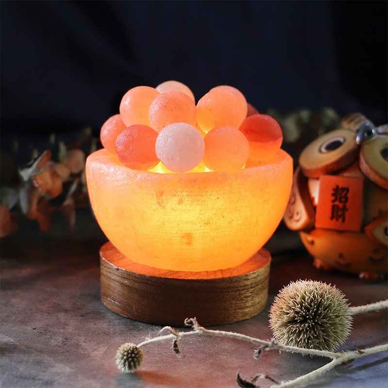 Small glutinous rice ball salt lamp log base// Purify the magnetic field to be perfect and harmonious - Lighting - Other Materials Pink