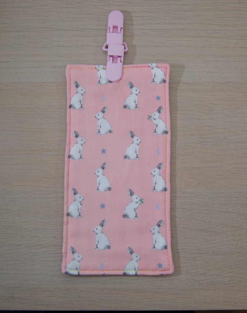 Star Pink Rabbit Handmade Handkerchief/Kindergarten Handkerchief Clip/Children's Handkerchief/Saliva Towel - Bibs - Cotton & Hemp Pink