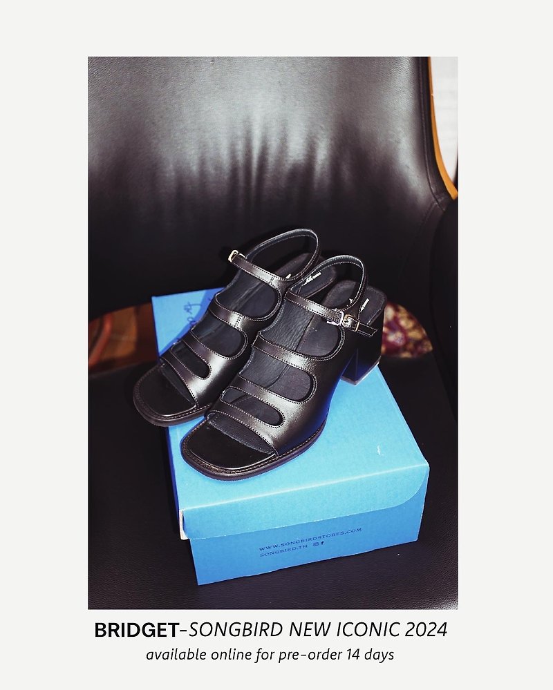 Bridget leather heel shoes - รองเท้าหนังผู้หญิง - หนังแท้ สีดำ