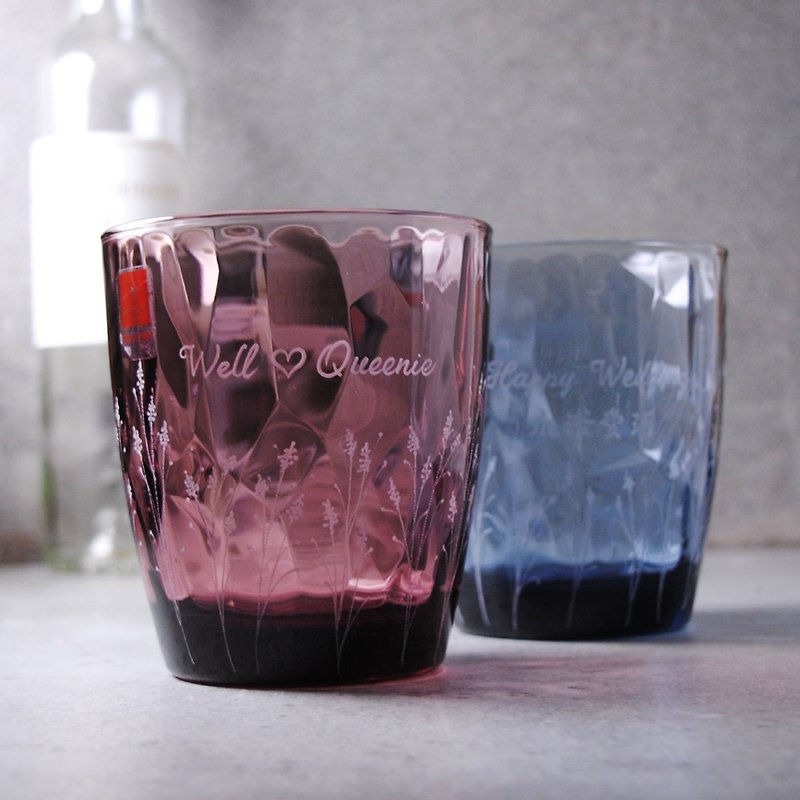 Valentine's Day gift (one pair price) 390cc cup of lavender [-] waiting for love on Valentine's Diamond Cup Provence Provence, France - Mugs - Glass Purple