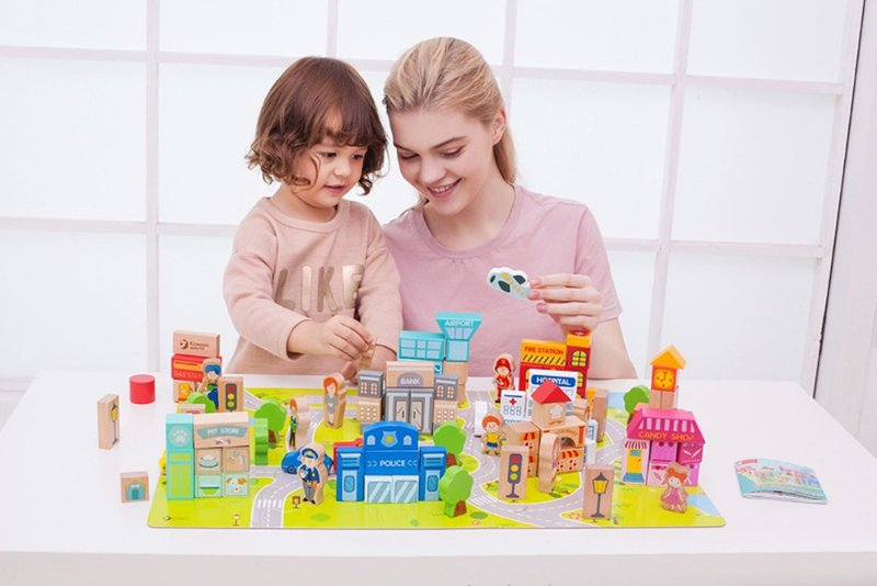 City Building Blocks - Kids' Toys - Wood Multicolor