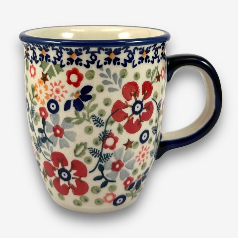 Polish hand-painted handmade pottery-Pangpang cup 320ml floral skirt series designer style - แก้ว - ดินเผา หลากหลายสี