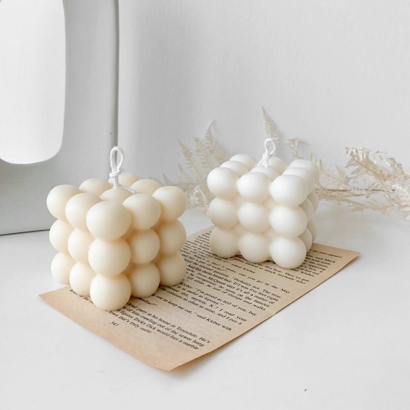 White Jade Pearl Korean Style Tang Yuan Ball Scented Candle - เทียน/เชิงเทียน - ขี้ผึ้ง ขาว
