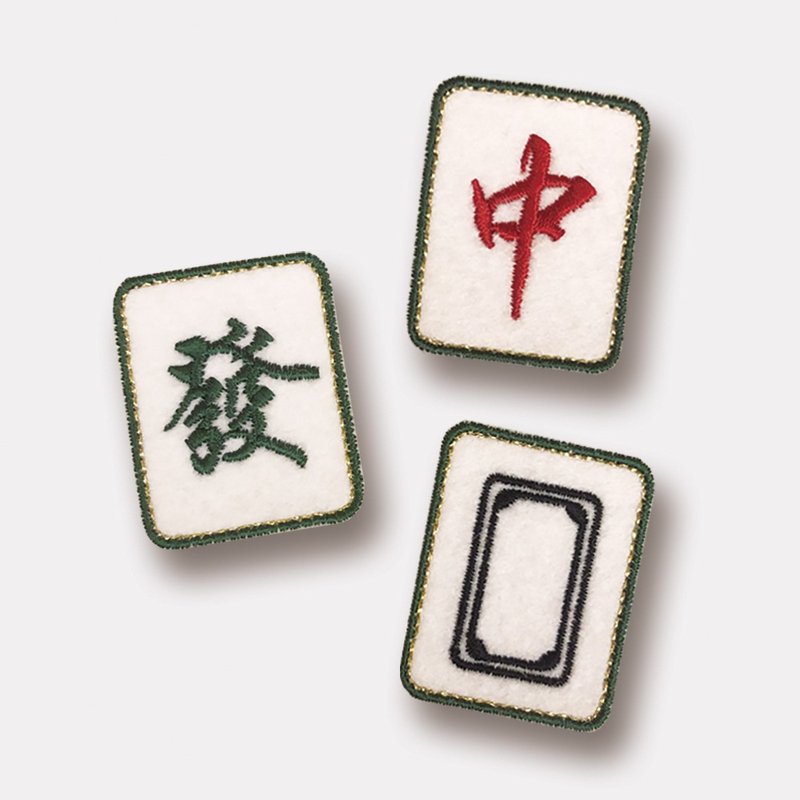 麻將雙用刺繡布貼 - 徽章/別針 - 繡線 紅色