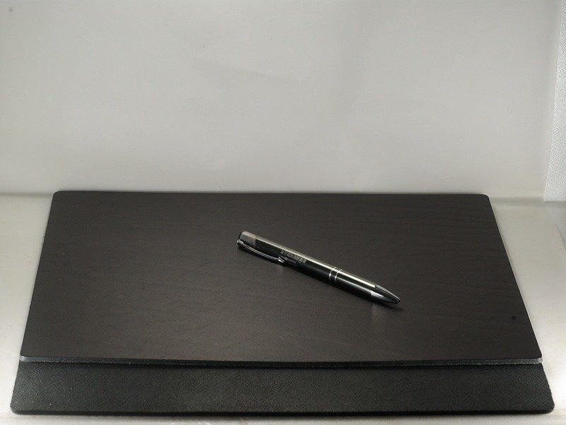 Mark Honor Italian Vegetable Tanned Neck Pattern Leather Pad Desk Pad Supervisor Desk Pad-Black 60cm*40cm - ผ้ารองโต๊ะ/ของตกแต่ง - หนังแท้ สีดำ