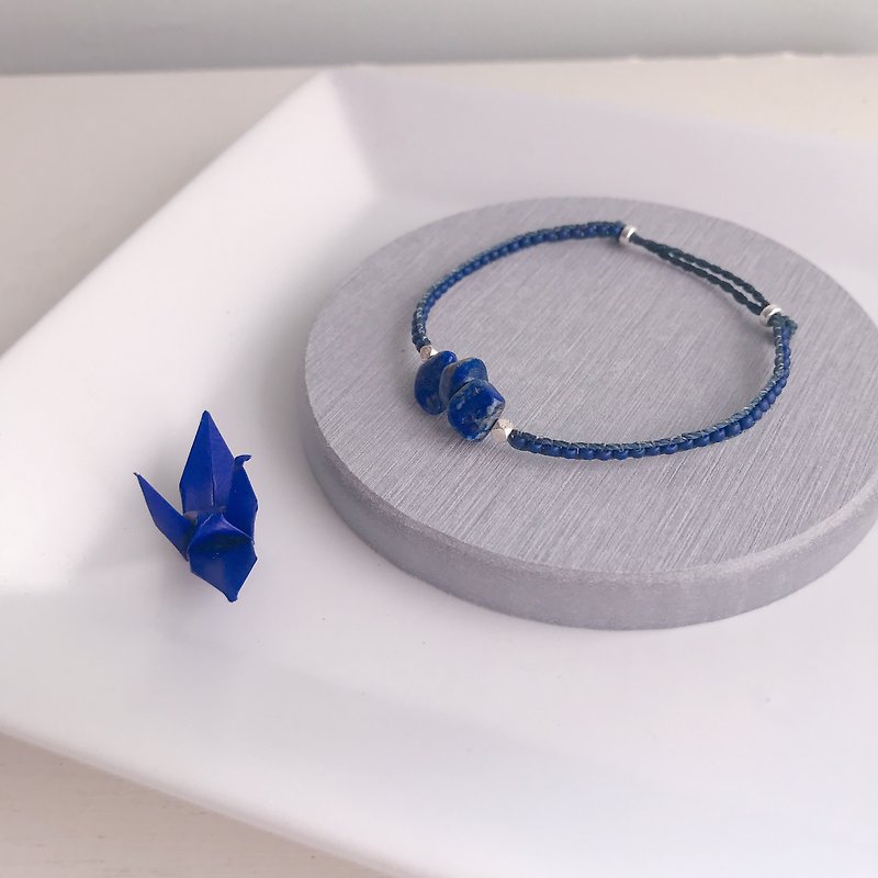 [Crystal Bracelet] Rational Dialogue et Lapis Raw Ore - Bracelets - Semi-Precious Stones Blue