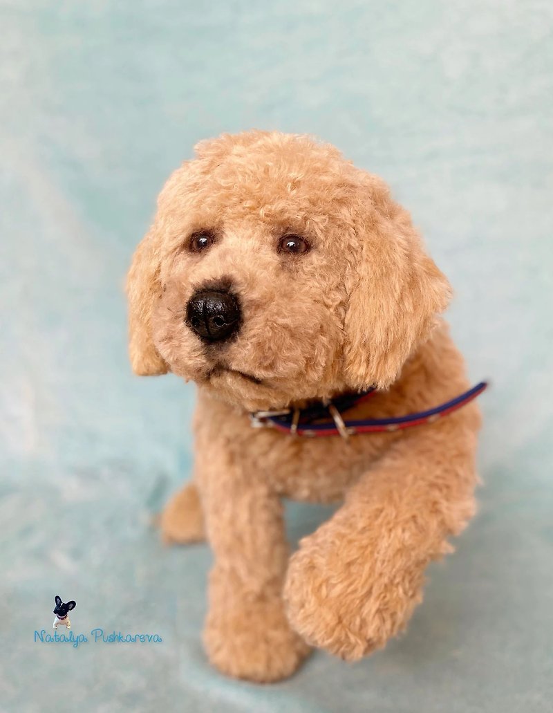 goldendoodle  puppy dog, realistic toy - ตุ๊กตา - เส้นใยสังเคราะห์ ขาว