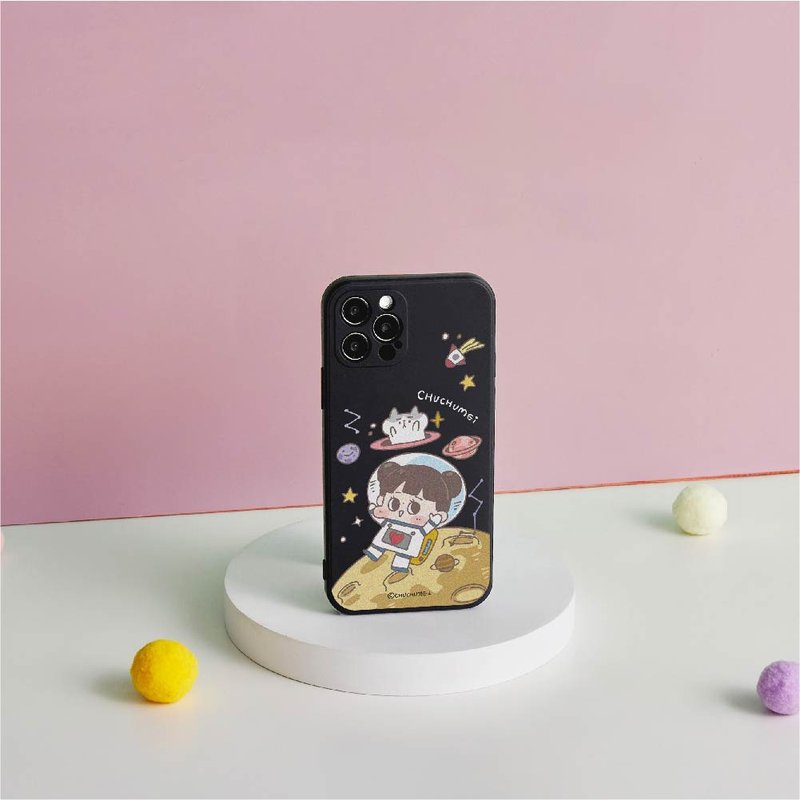 啾啾妹外太空星球純色矽膠iPhone手機殼 - 手機殼/手機套 - 矽膠 黑色