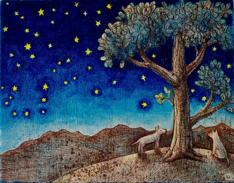 [stars of Lasa] original painting/watercolor - โปสเตอร์ - ผ้าฝ้าย/ผ้าลินิน สีน้ำเงิน