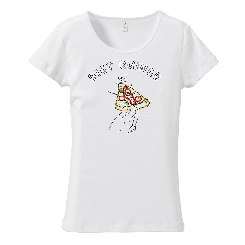 Women's T-shirt / Diet ruined 2 - เสื้อยืดผู้หญิง - ผ้าฝ้าย/ผ้าลินิน ขาว
