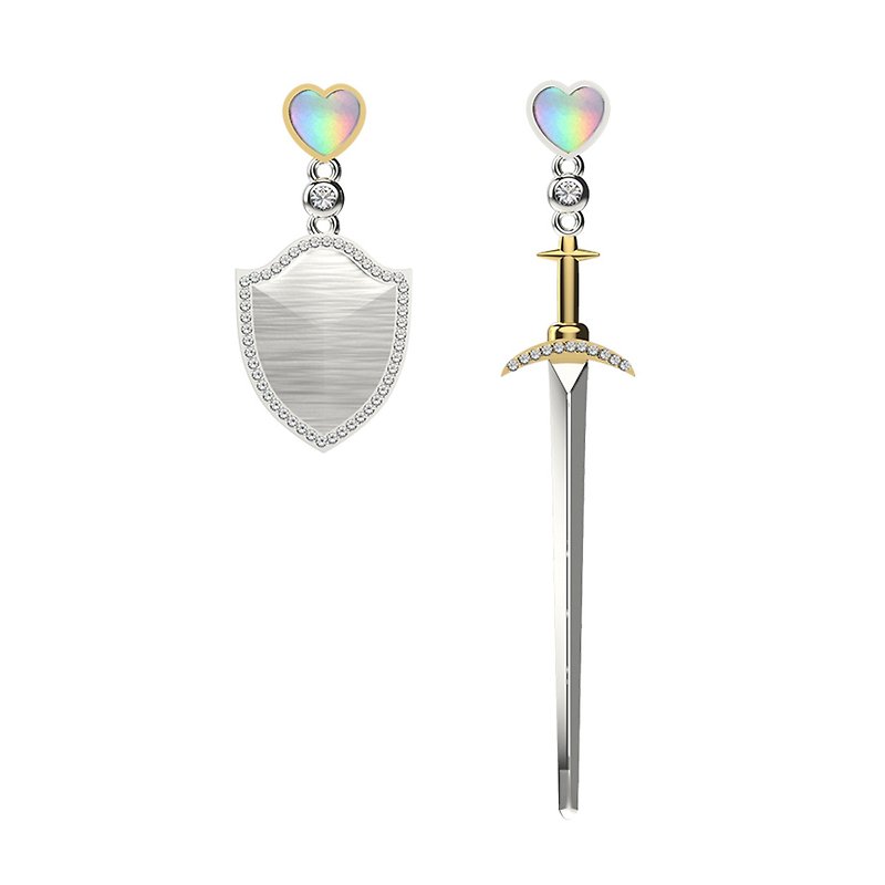 Sword and shield earrings - Earrings & Clip-ons - Other Materials 
