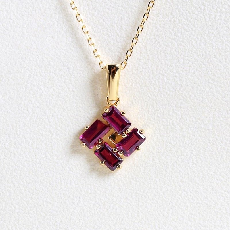 Rhodolite Garnet Necklace, Natural Brazil Rhodolite Garnet, Silver Necklace  Fir - สร้อยคอ - เงินแท้ 