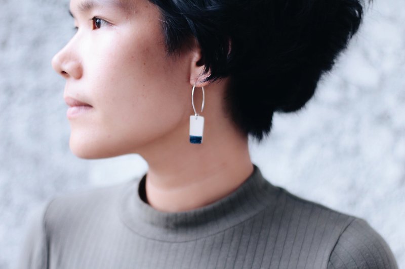 Sea blue line earring - Earrings & Clip-ons - Pottery Blue