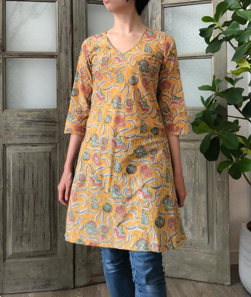 Season's Whisper April Kurta - Women's Tops - Cotton & Hemp Yellow