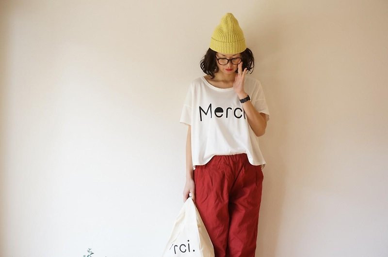 Cotton Merci T-shirt - เสื้อผู้หญิง - ผ้าฝ้าย/ผ้าลินิน ขาว