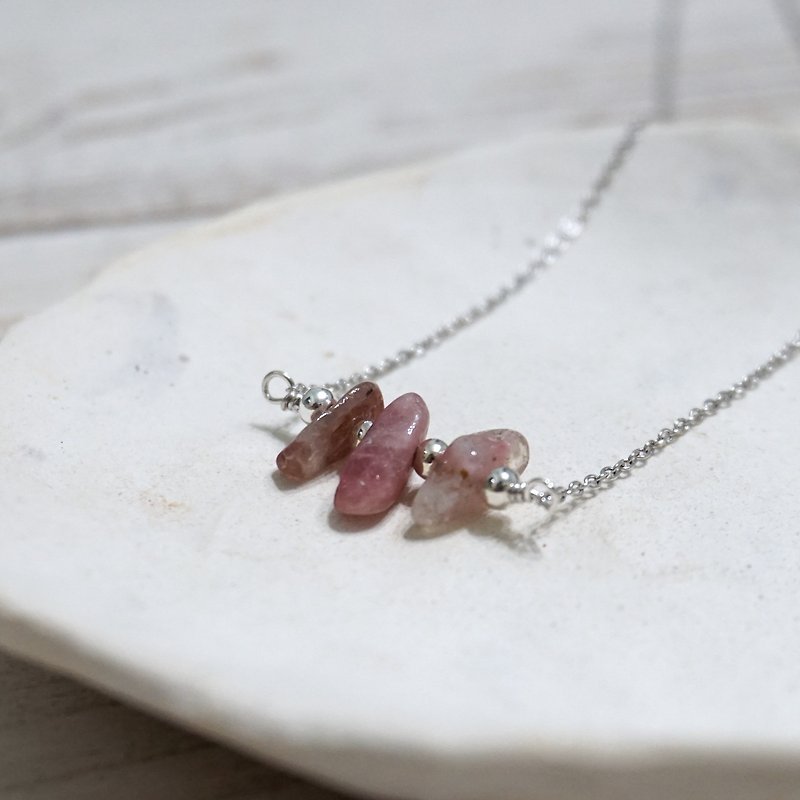 ll Uncut Pink Tourmaline Necklace ll Sterling Silver Natural Stone Necklace --- Pink Sapphire Tourmaline - Necklaces - Semi-Precious Stones Pink