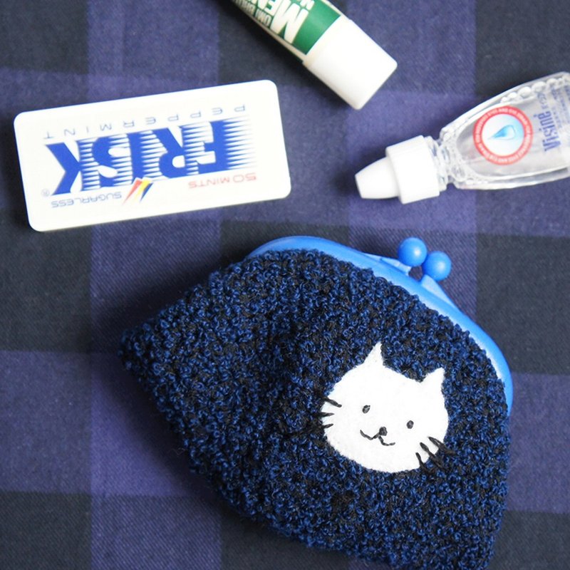 Ba-ba handmade Crochet mini-pouch No.C1412 - 化妝包/收納袋 - 其他材質 藍色
