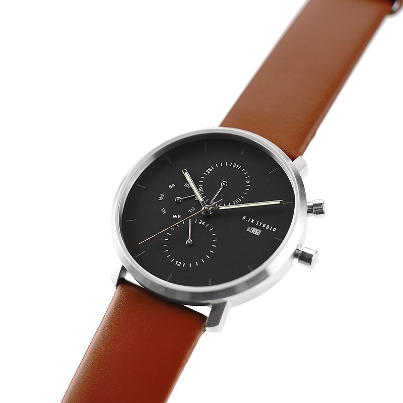 นาฬิกาข้อมือ Minimal Style : MONOCHROME CLASSIC - ONYX/LEATHER (Brown) - นาฬิกาผู้หญิง - หนังแท้ สีนำ้ตาล