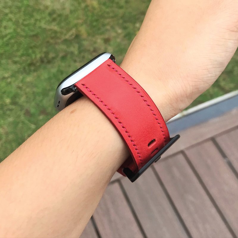 【Apple Watch Strap】Red Tochigi | Luxury iWatch Band | Elegant & Heavy - สายนาฬิกา - หนังแท้ สีแดง