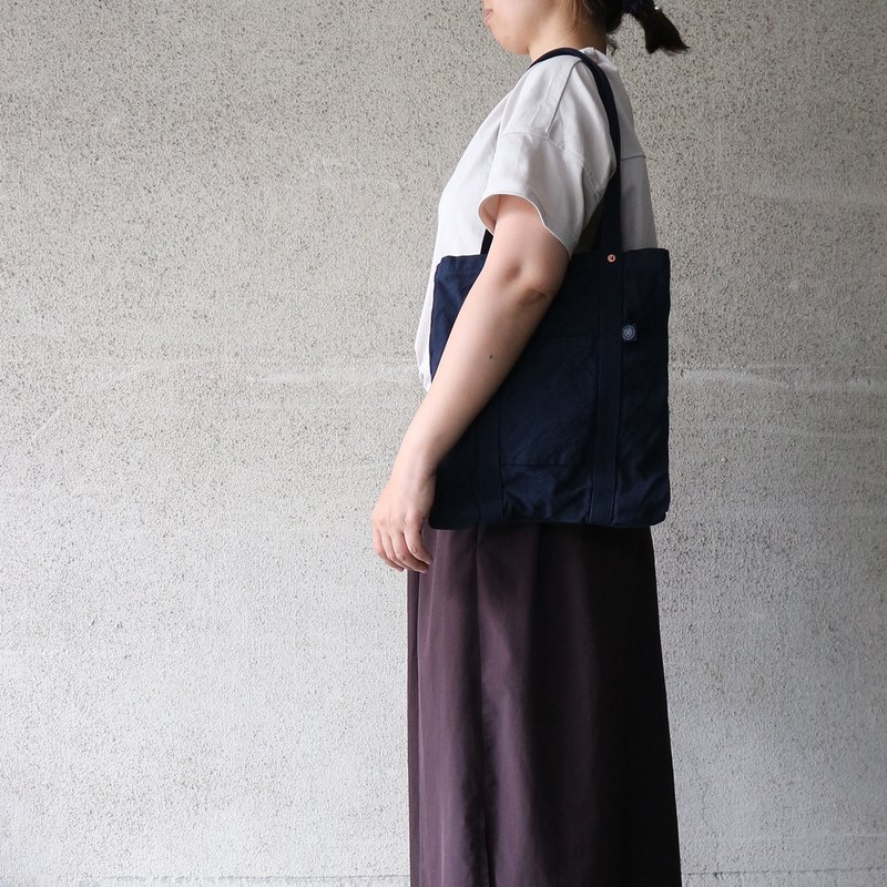 M/S Tote S [dark blue] (VC-46S) - Handbags & Totes - Cotton & Hemp Blue