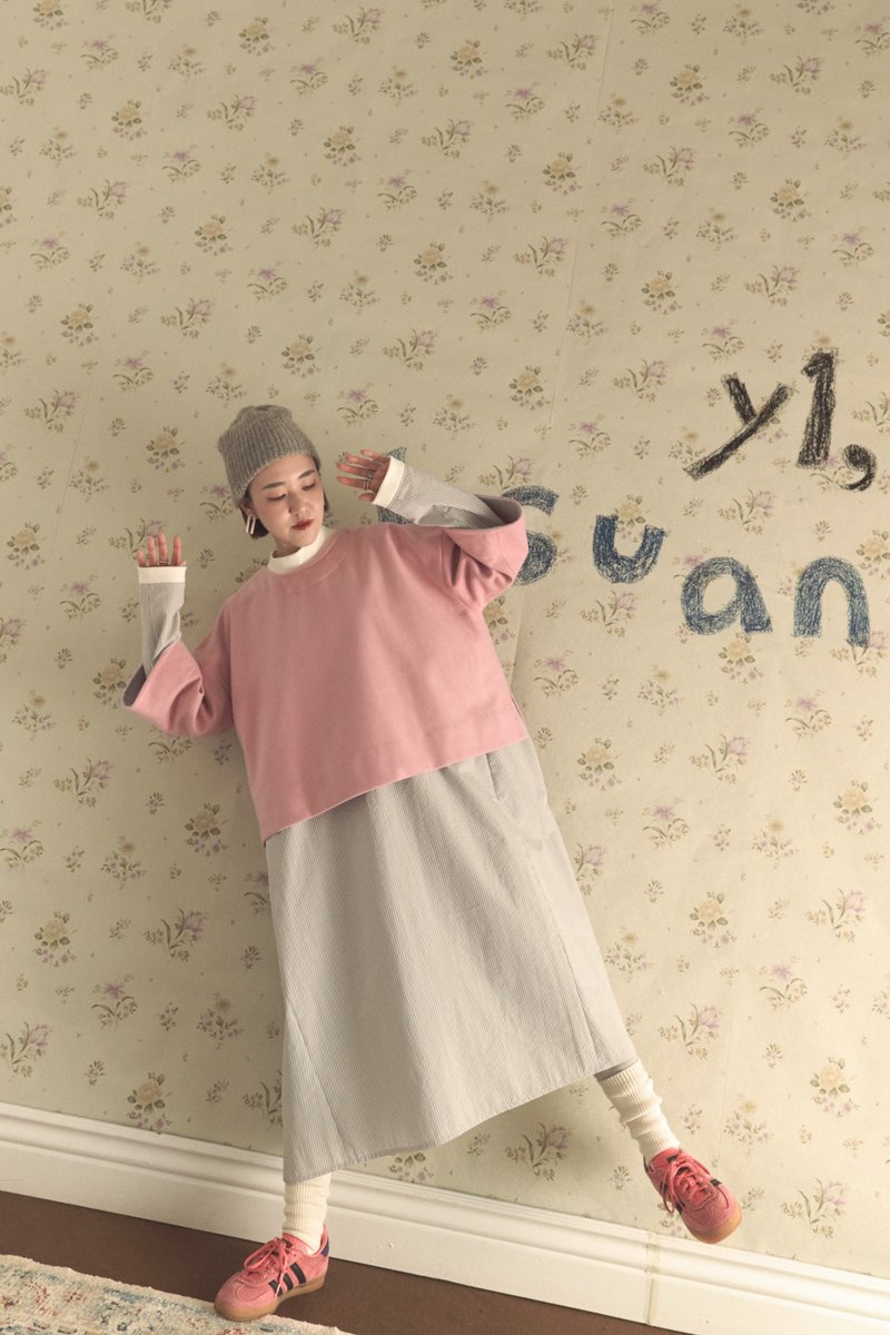 Pink five-sleeve top with a shorter front and longer back, paired with a mock-neck dress - One Piece Dresses - Other Materials Pink