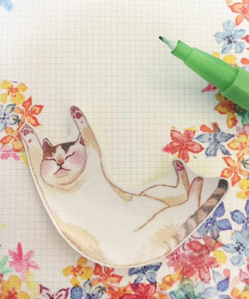Lazy cat cat sticker - สติกเกอร์ - กระดาษ สีกากี