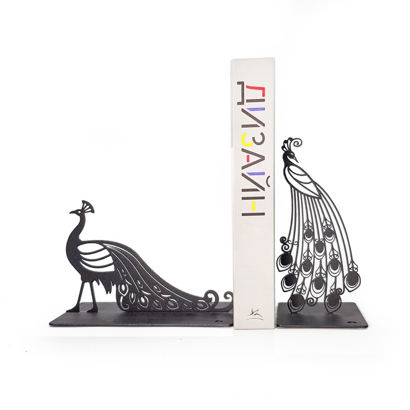 Bookends Peacocks, Small Bookish Gift for Peacock Fans - 擺飾/家飾品 - 其他金屬 黑色