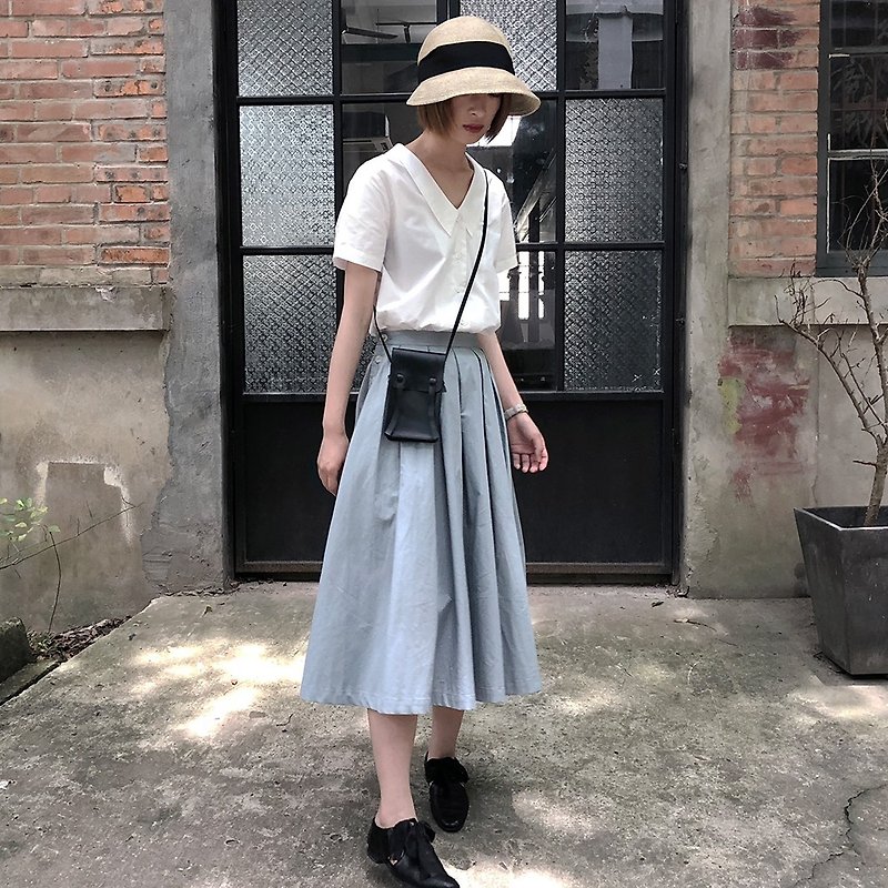 Pleated Skirt | Skirt | Washed Cotton | Independent Brand |Sora-151 - Skirts - Cotton & Hemp 