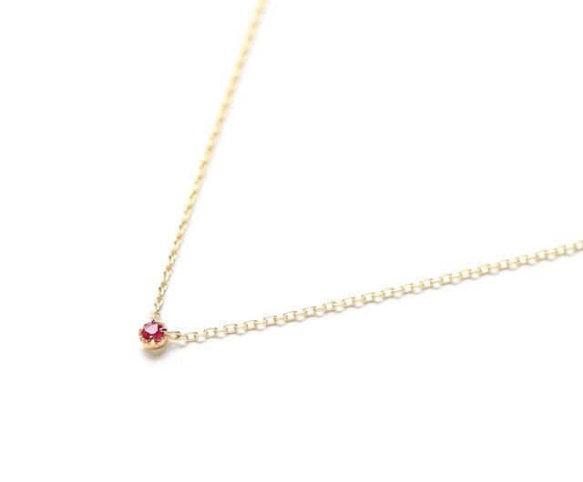 July Birthstone K10 Ruby Single Necklace ~Petela~ (K18 Changeable