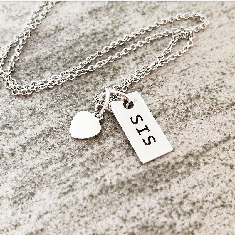 DoriAN SIS Letter Girlfriend Sisters 925 Sterling Silver Necklace with Sterling Silver Guarantee Card Gift Wrapping - Necklaces - Sterling Silver Silver