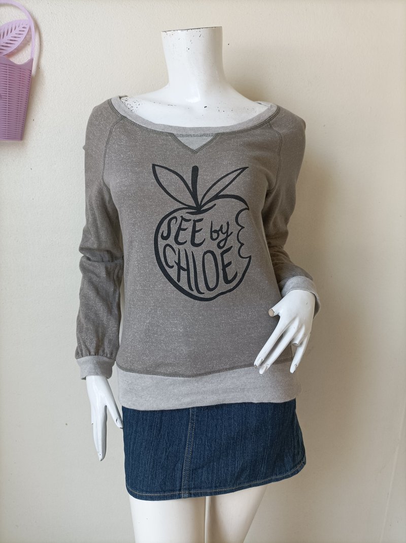 SEE BY CHLOE 長袖裝飾T卹，前後絲網logo，美國碼2，胸圍34英寸 - 女裝毛衣/針織衫 - 棉．麻 