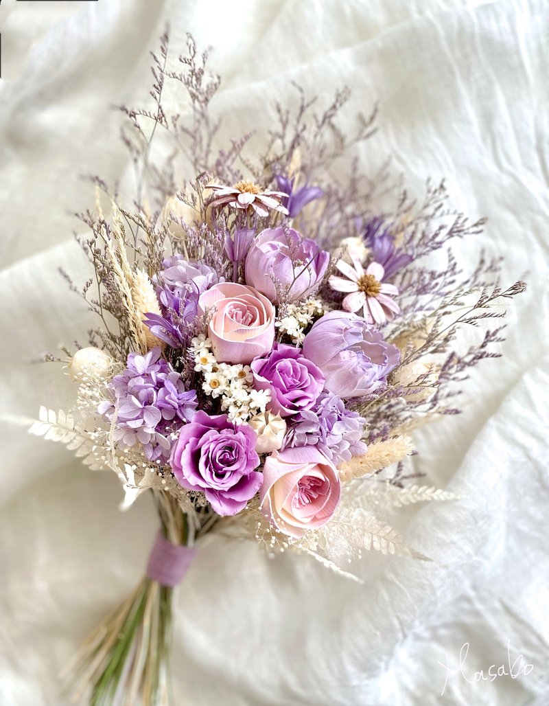 Masako 粉紫浪漫花束 乾燥花 永生花  For martin62416 - 乾燥花/永生花 - 植物．花 