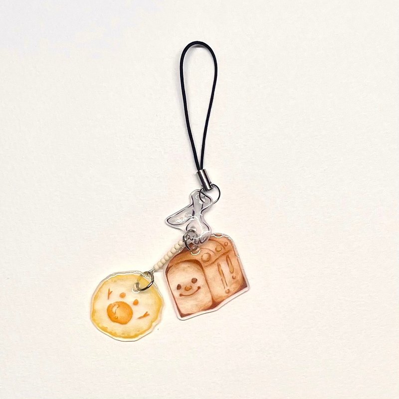 Chamili Breakfast Series Toast Egg-Handmade Hand-painted Charm - พวงกุญแจ - พลาสติก สีเหลือง