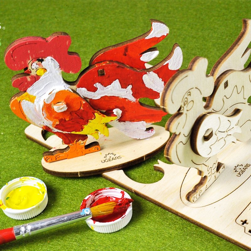 /Ugears/ Ukrainian wooden model coloring cock cock - Wood, Bamboo & Paper - Wood Khaki