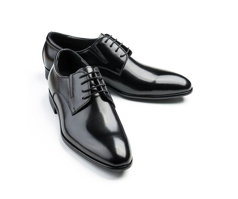 Classic plain men's leather shoes classic black - รองเท้าหนังผู้ชาย - หนังแท้ 