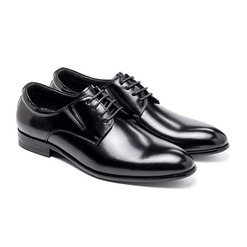 Classic plain gentleman men's leather shoes classic black - รองเท้าหนังผู้ชาย - หนังแท้ 