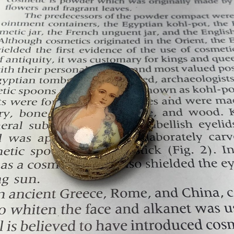 Vintage Victorian style lady painting balm box - Other - Other Metals 